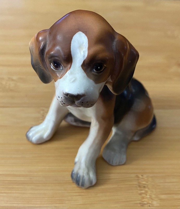 Vtg Lefton Beagle Puppy Ceramic Figurine, Approximately 3 1/2”, Japan Grannycore