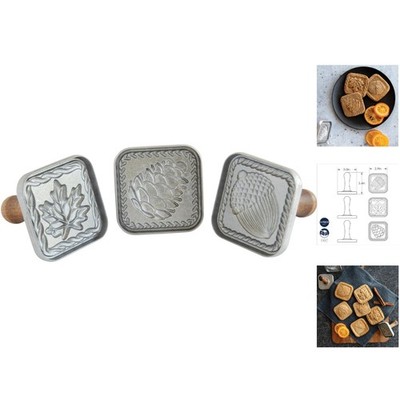 Artisan Cookie Press Set of 3 - Sturdy Cast Aluminum Stamps for Perfect Cookies