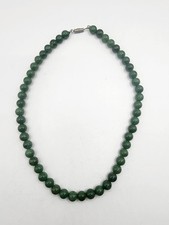 Vintage Jade Necklace Natural Green Nephrite Bead 41g Polished Round Beads Gift