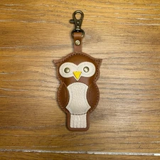 Portland Leather Owl Charm PLG Woodland Animal Bag Charm Keychain Tassel 