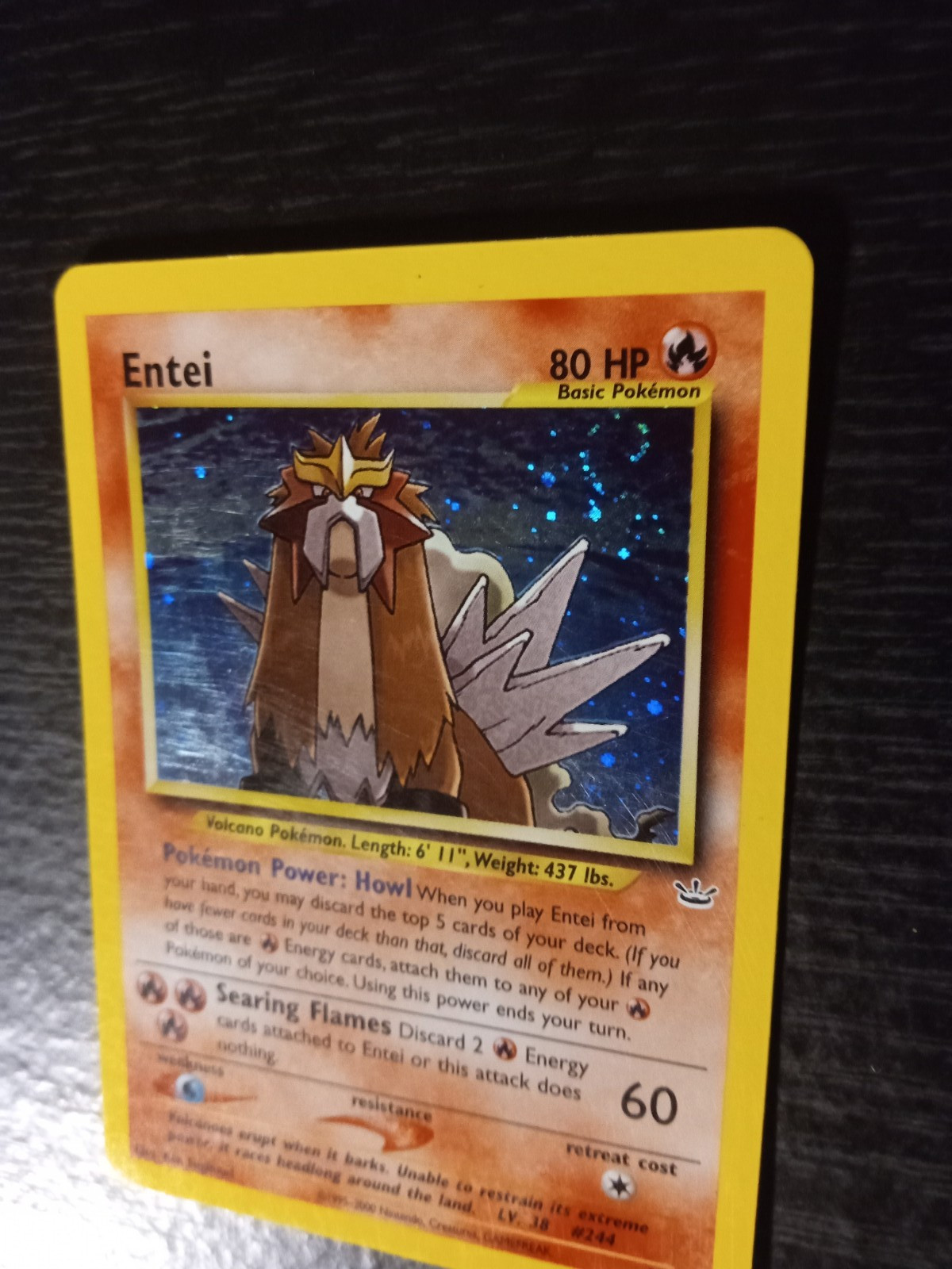 Entei 6/64 2001 Holo Swirl in top right -- Pokemon Card nm or better