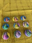 Lot Of 9 😸Handmade😸 1 Inch Cat Pin Buttons Stamped Ink Colored Pencil Pinback — photo 4