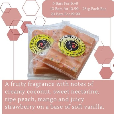 Wax Melts Snap Bars Coconut & Mango stark duftend je 28+g vegan.