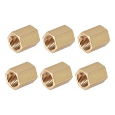 Brass Pipe Fitting Connector Hex Nipple Coupler 1/4 x 1/4 G Female Thread 6pcs