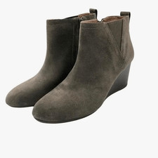 New Vionic Greige Suede Paloma Wedge Bootie SZ 9M Boots