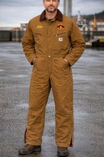 Carhartt Quilt-Lined Duck Coveralls Jumpsuit Insulated Men's Sz 36 REG Brown