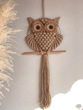 Owl Macram  Wall Hanging - 12 x 23 Inch - Handcrafted Boho Home D cor