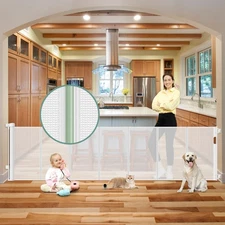 Reinforced 100 Inch Retractable Baby Gates for Doorways Extra Wide to Prevent...