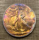 1919 50C Walking Liberty Half Dollar BEAUTIFUL RAINBOW TONING