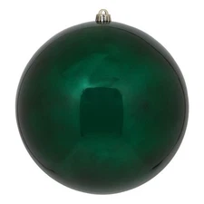 Vickerman 6" Plastic Ball Ornaments in Shiny Midnight Green (Set of 4)