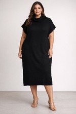 Signature by Robbie Bee Black Cowl Neck Midi Dress XL