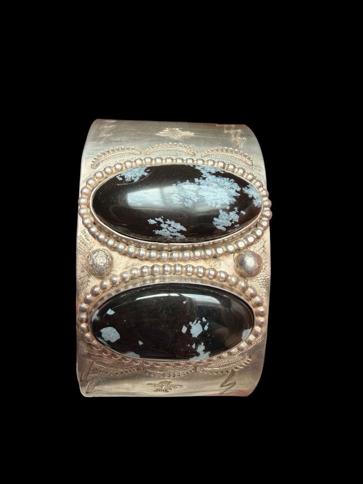 Signed Native American Double  Snowflake Obsidian… - image 10