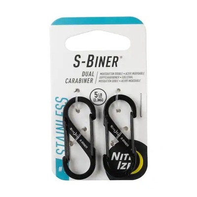2 Pack Nite Ize #1 S-Biner Dual Carabiner 5 lbs. Weight Rating Steel Body, Black