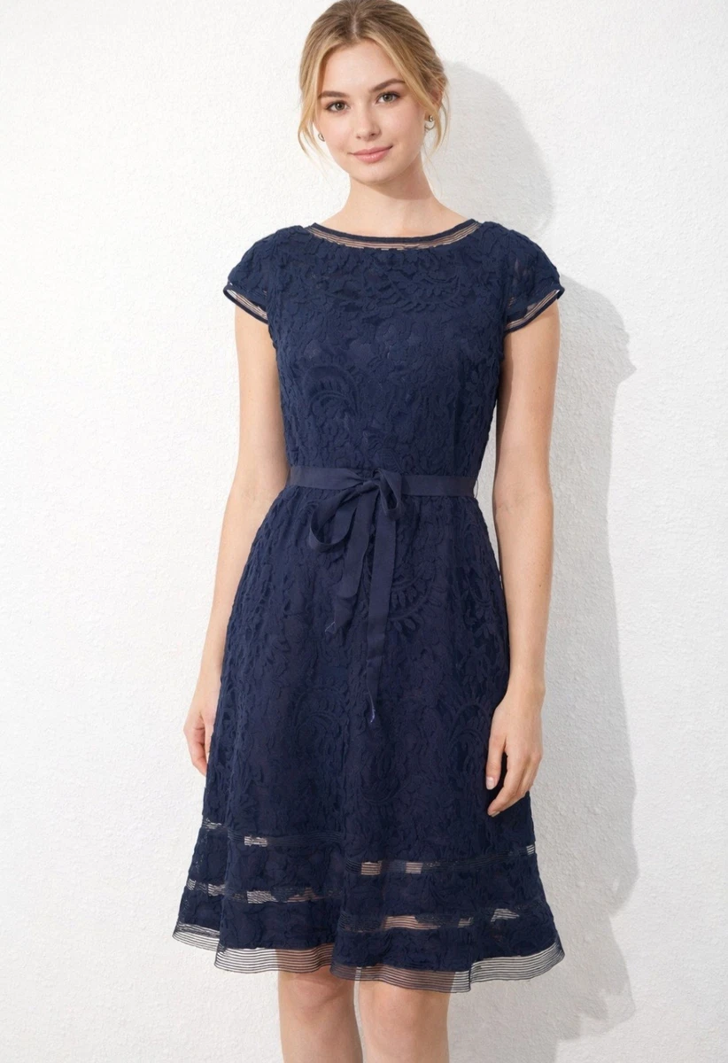 chinese dress ladies Cap Sleeve Lace Midi Dress in French Blue Nude