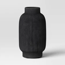 Tall Ceramic Vase Black - Threshold: Watertight Tabletop Decor, Spot