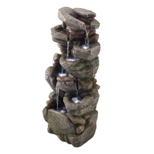 VEVOR◈Outdoor Water Fountain,38.98 in Height Fountain&Waterfall,7-Tier Floor Sta