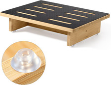 Wooden Step Stool for Adults Seniors with Non-Slip Rubber Stepping Surface, 3.5"