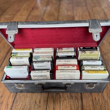 Lot of 20 Vintage 1960s-1970 8 Track Tapes With Carrying Case Untested