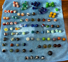 Vintage Lot of 108 Marbles Various Makers Moss Agates Patches Swirl etc