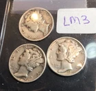 1945 P-D-S Mercury Head Dimes 90% Silver, VF+