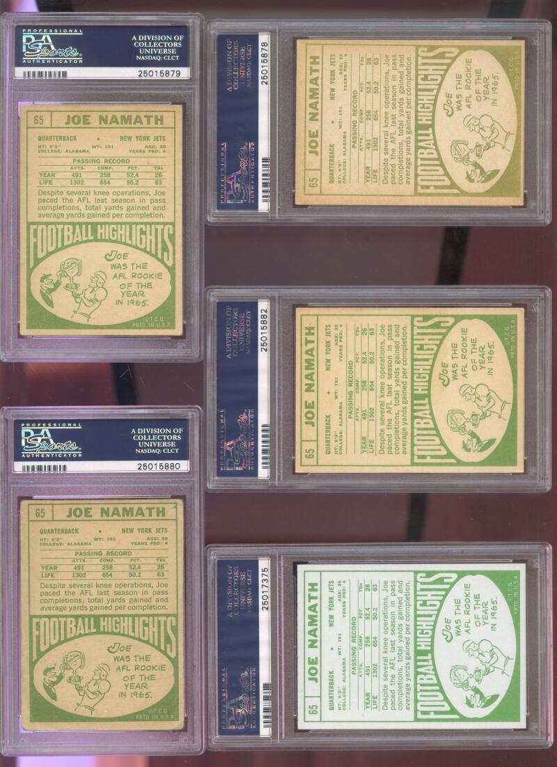 1968 Topps #65 Joe Namath PSA 8 Graded Football Card NFL New York