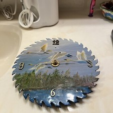 Saw Blade Wall Clock Hand Painted Geese/DUCKS ๐ฆ Design 8โ Diameter USA Made