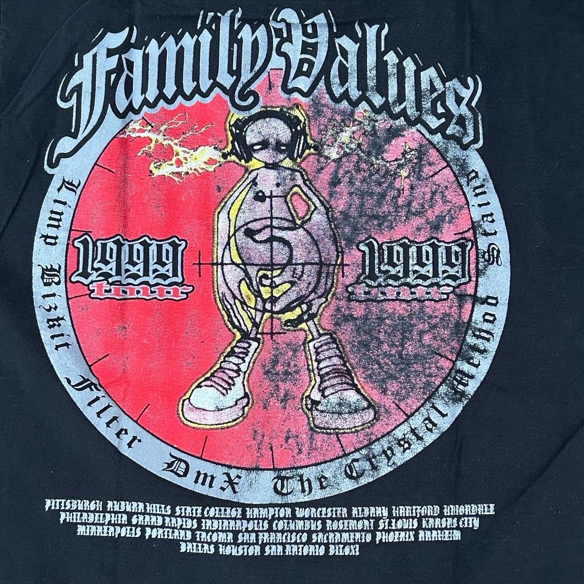 Family Values Tour 1999 セガ ドリームキャスト Tシャツ Vintage Rare 1999 Sega Dreamcast Family Values Tour T-Shirt