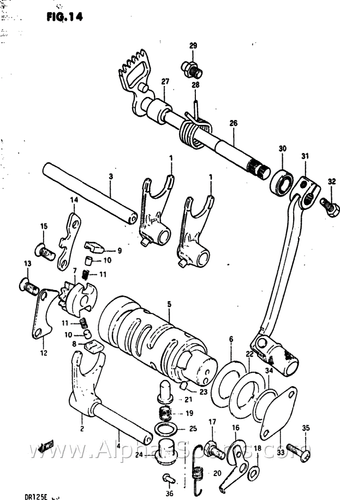 SUZUKI SHIFT FORK SHAFT 25411-16701,DR100,DR125,GN125,SP125,DR200,SP200,DRZ125 - Picture 2 of 2