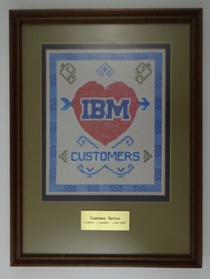 Vintage IBM Customers SSD Customer Service Stitching Sampler Style Framed Poster