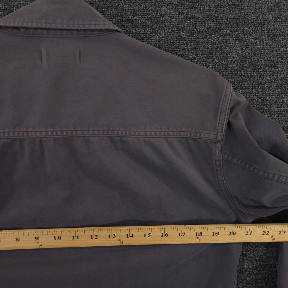 AllSaints Shirt Mens S Brown Utility Distressed Raw Edge Detail Pocket Button Up - Image 4 of 4