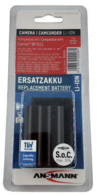 Akkupack A-Can BP 511 Ersatz für Kamera Canon EOS, Powershot-ANSMANN- NEU OVP