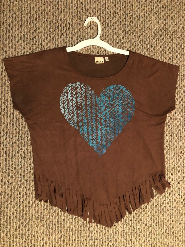 Girls Mudd  "Heart" Brown Cap Sleeve Shirt Size XL 16