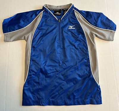 Mizuno 1/4 Zip Windbreaker Youth Size Small Short Sleeve Royal