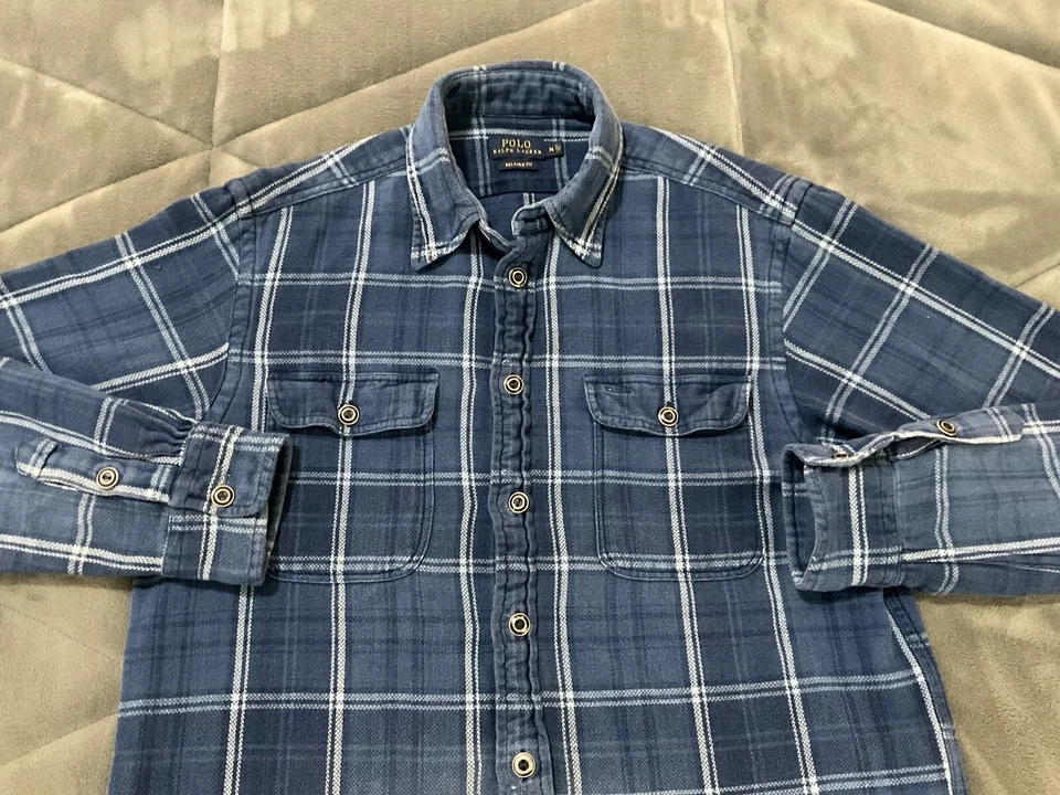 Camisa Polo Ralph Lauren Franela Niños Mediana Azul A Cuadros Manga Larga Foto 4 de 4
