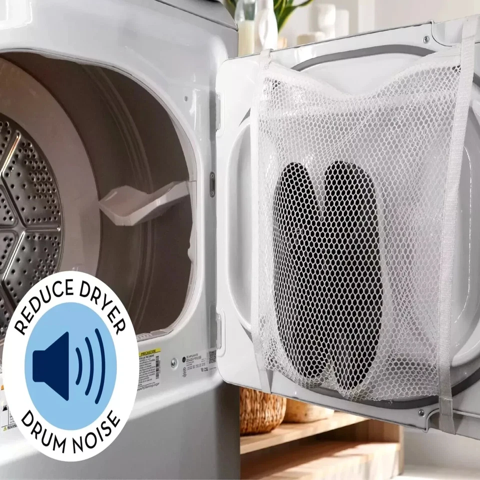 2 bolsas grandes de malla para lavandería para lavar y secar zapatos con cremallera, correas para puerta lavadora-secadora Foto 3 de 4