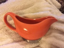 OGGI Orange Ceramic Stainless Steel Base Gravy Boat
