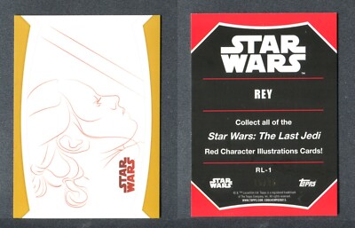 2017 Topps Star Wars The Last Jedi Red Character Illustrations Gold #RL1 Rey /25