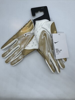 New Nike Vapor Jet 7.0 Gloves Size Medium Football Men s White Gold Magnigrip