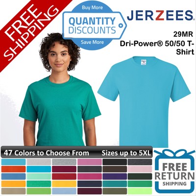 JERZEES Men Dri-Power 50/50 Short Sleeve Pre-shrunk T-Shirt Up To 5XL 29MRb