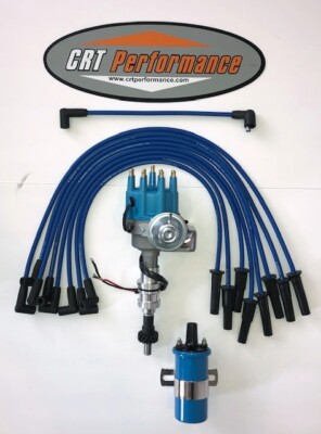 FORD 351C 351M 400 429 460 Small HEI DISTRIBUTOR BLUE & 45K COIL + 8MM HP WIRES