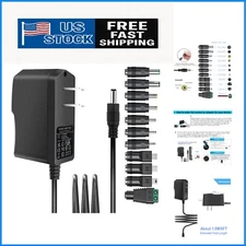 Versatile 5V 2A Wall Charger with 11 Interchangeable DC Tips - Durable and Safe