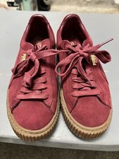 Puma Suede Ladies Dark Red Lace Up 2017 Trainers Size 3 
