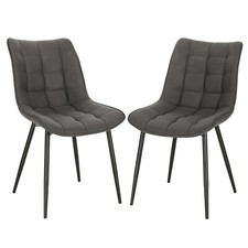 2x Esszimmerstühle Küchenstühle Stoffbezug Polsterstühle Wohnzimmer Dunkelgrau
