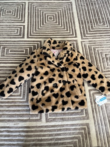 Carter's Girls Kid Heart Faux Fur Peacoat Jacket Brown/Black Size 6 - Picture 4 of 6