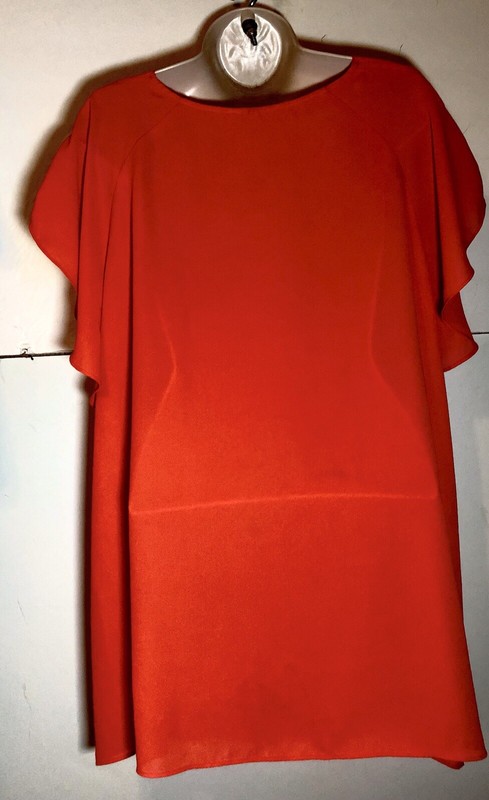 WOMENS EST 1946 TOP SIZE XL OPEN SHOULDER SHIMMER ACCENT SLEEVE ORANGE