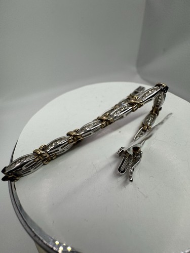 9ct 2col 1ct Diamond Bracelet 10.1 Grams Hallmarked - Picture 8 of 17