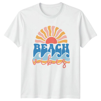 Beach Vibes Boho Sommer T-Shirt Retro Sun & Waves Tee
