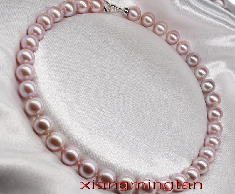 AAAAA 17"12-13mm REAL natural south sea lavender PINK purples pearl necklace 14K - Image 2 of 4