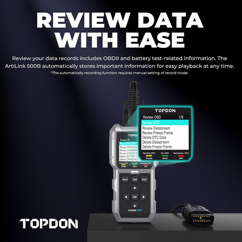 Scanner Diagnostic Auto TOPDON AL500B - Testeur Batterie + Lecteur Codes OBD2 - Neuf