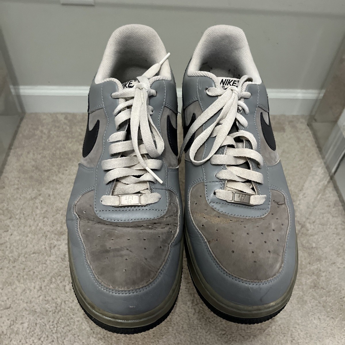 light grey force 1 leather 2 trainers